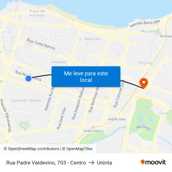 Rua Padre Valdevino, 703 - Centro to Uninta map