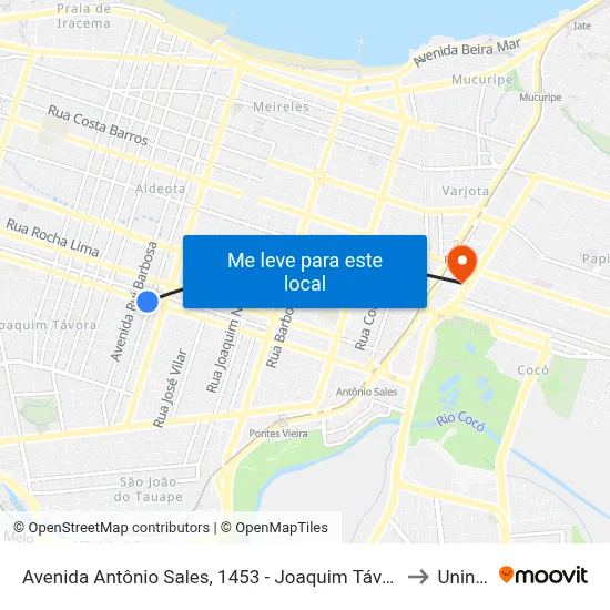 Avenida Antônio Sales, 1453 - Joaquim Távora to Uninta map