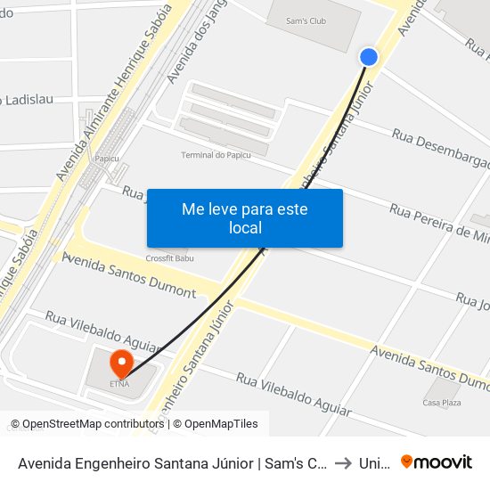 Avenida Engenheiro Santana Júnior | Sam's Club - Papicu to Uninta map