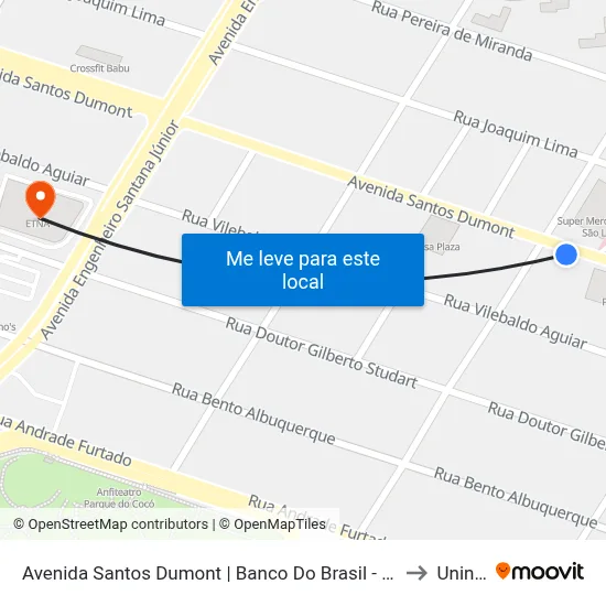 Avenida Santos Dumont | Banco Do Brasil - Cocó to Uninta map
