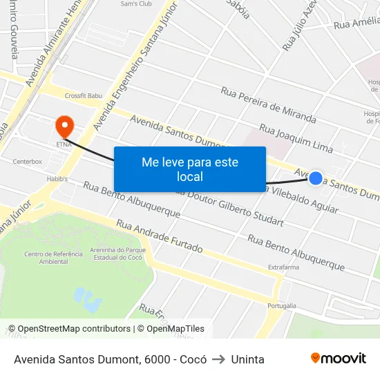 Avenida Santos Dumont, 6000 - Cocó to Uninta map