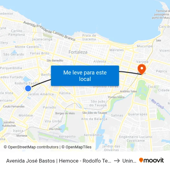 Avenida José Bastos | Hemoce - Rodolfo Teófilo to Uninta map