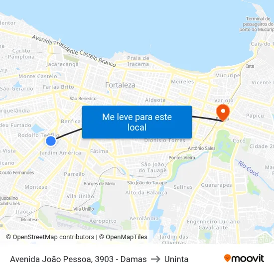 Avenida João Pessoa, 3903 - Damas to Uninta map
