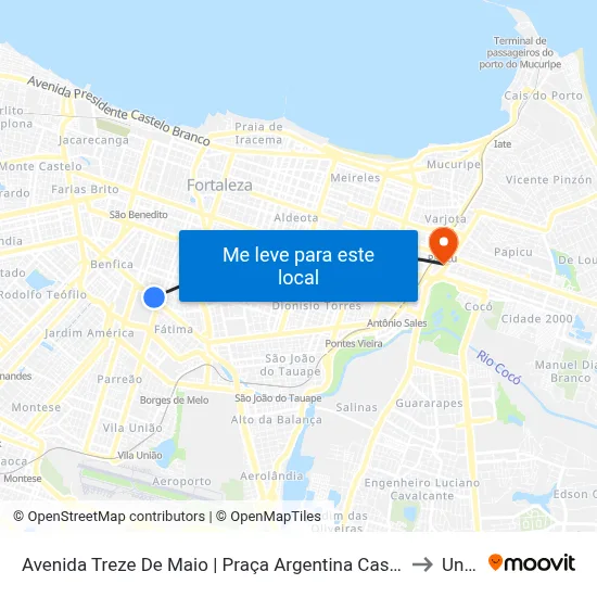 Avenida Treze De Maio | Praça Argentina Castelo Branco - Fátima to Uninta map