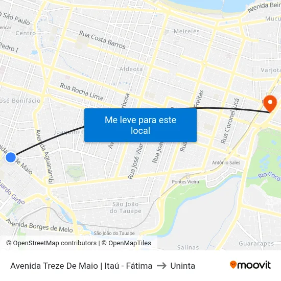 Avenida Treze De Maio | Itaú - Fátima to Uninta map
