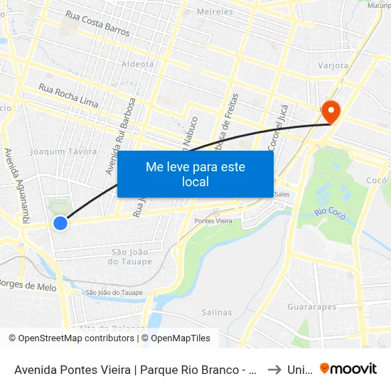 Avenida Pontes Vieira | Parque Rio Branco - Joaquim Távora to Uninta map
