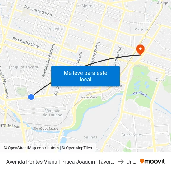 Avenida Pontes Vieira | Praça Joaquim Távora - Joaquim Távora to Uninta map