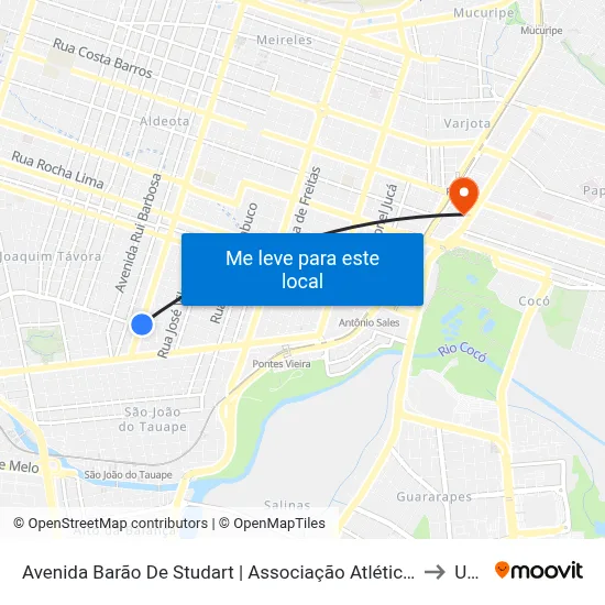 Avenida Barão De Studart | Associação Atlética Banco Do Brasil - Dionísio Torres to Uninta map