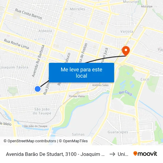 Avenida Barão De Studart, 3100 - Joaquim Távora to Uninta map