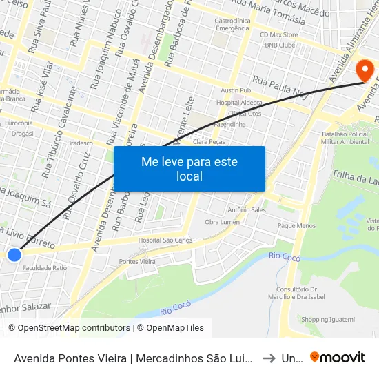 Avenida Pontes Vieira | Mercadinhos São Luiz - São João Do Tauape to Uninta map