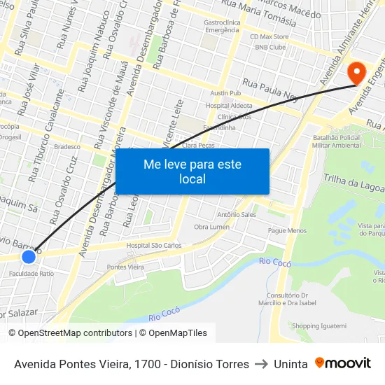 Avenida Pontes Vieira, 1700 - Dionísio Torres to Uninta map