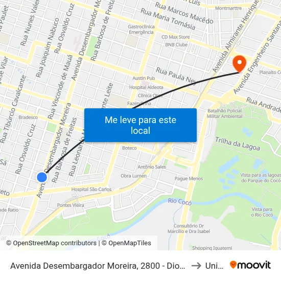 Avenida Desembargador Moreira, 2800 - Dionísio Torres to Uninta map