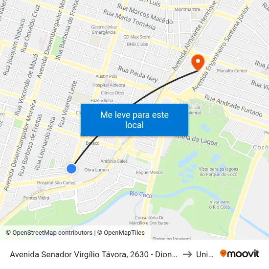 Avenida Senador Virgílio Távora, 2630 - Dionísio Torres to Uninta map