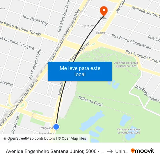 Avenida Engenheiro Santana Júnior, 5000 - Cocó to Uninta map