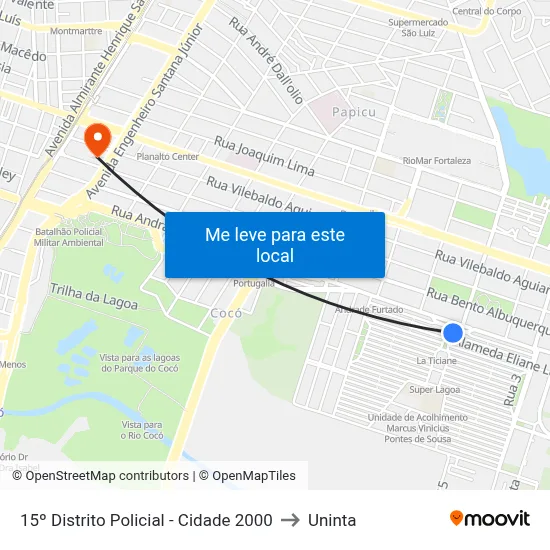 15º Distrito Policial - Cidade 2000 to Uninta map