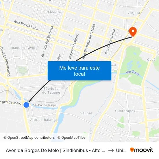 Avenida Borges De Melo | Sindiônibus - Alto Da Balança to Uninta map