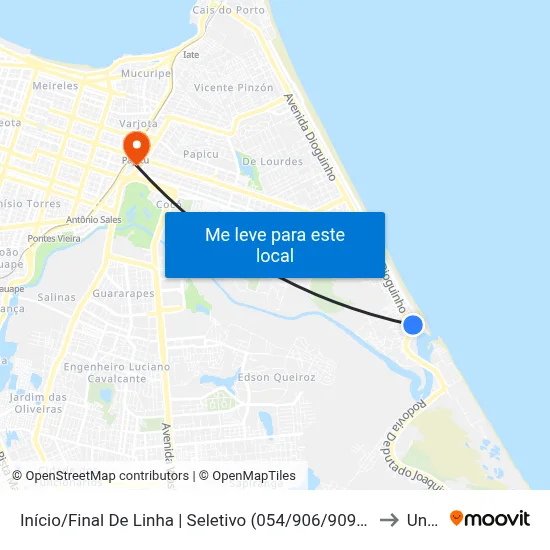 Início/Final De Linha | Seletivo (054/906/909) - Praia Do Futuro II to Uninta map