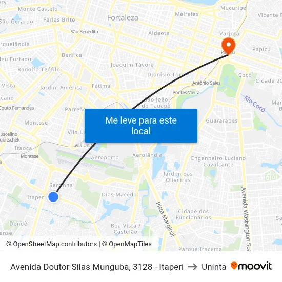 Avenida Doutor Silas Munguba, 3128 - Itaperi to Uninta map