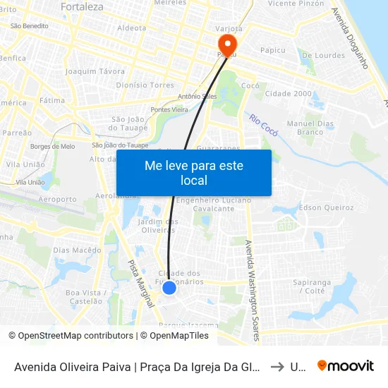 Avenida Oliveira Paiva | Praça Da Igreja Da Glória - Cidade Dos Funcionários to Uninta map