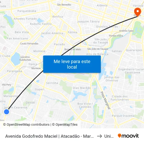 Avenida Godofredo Maciel | Atacadão - Maraponga to Uninta map