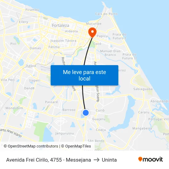 Avenida Frei Cirilo, 4755 - Messejana to Uninta map