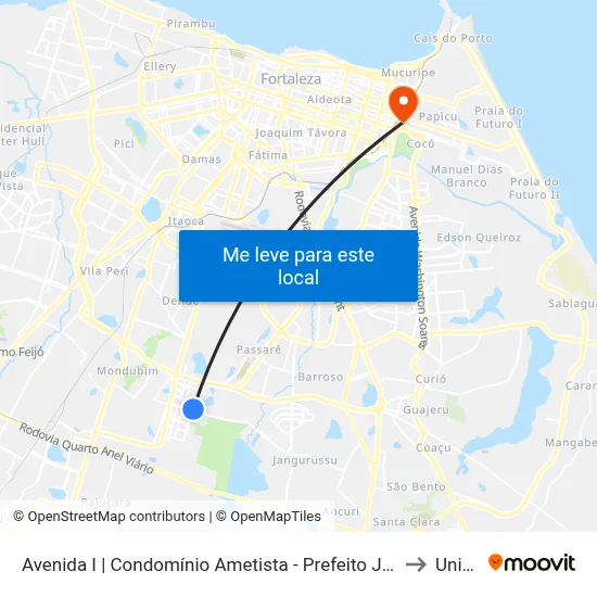 Avenida I | Condomínio Ametista - Prefeito José Walter to Uninta map