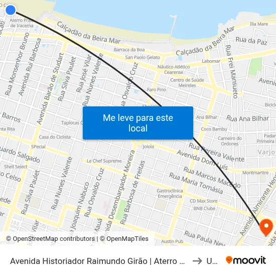 Avenida Historiador Raimundo Girão | Aterro Da Praia De Iracema - Meireles to Uninta map