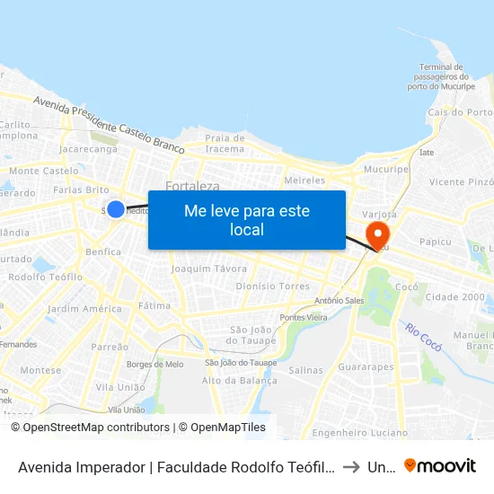 Avenida Imperador | Faculdade Rodolfo Teófilo (Seletivo) - Farias Brito to Uninta map
