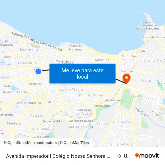 Avenida Imperador | Colégio Nossa Senhora Auxiliadora (Seletivo) - Farias Brito to Uninta map