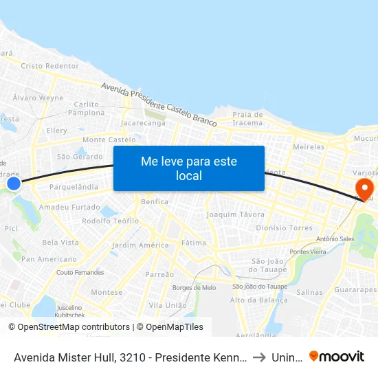 Avenida Mister Hull, 3210 - Presidente Kennedy to Uninta map