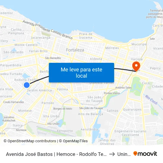 Avenida José Bastos | Hemoce - Rodolfo Teófilo to Uninta map
