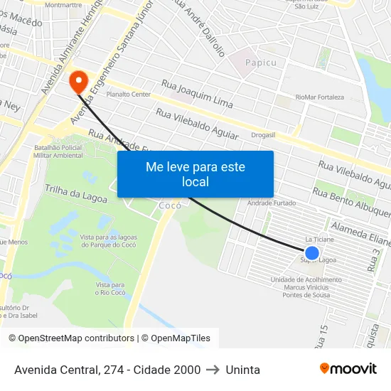 Avenida Central, 274 - Cidade 2000 to Uninta map