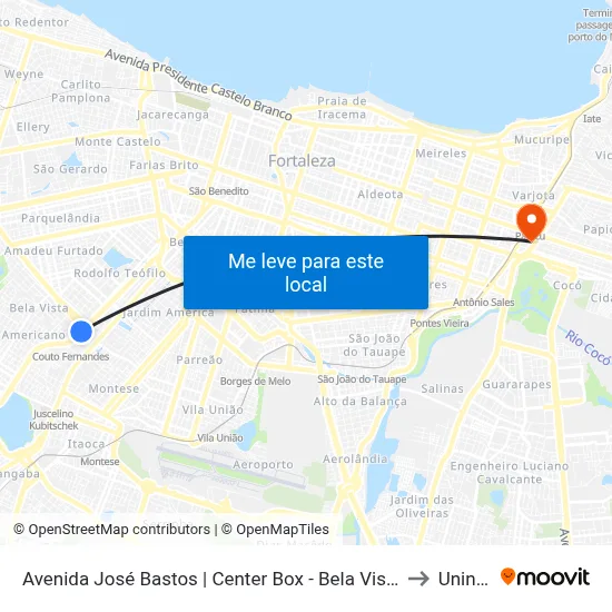 Avenida José Bastos | Center Box - Bela Vista to Uninta map