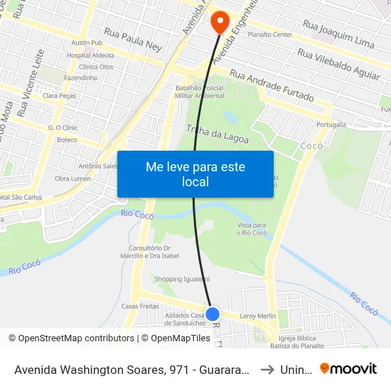 Avenida Washington Soares, 971 - Guararapes to Uninta map