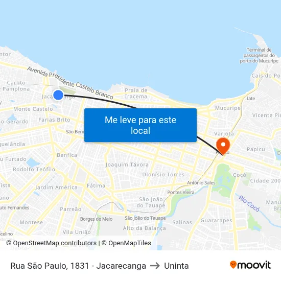Rua São Paulo, 1831 - Jacarecanga to Uninta map