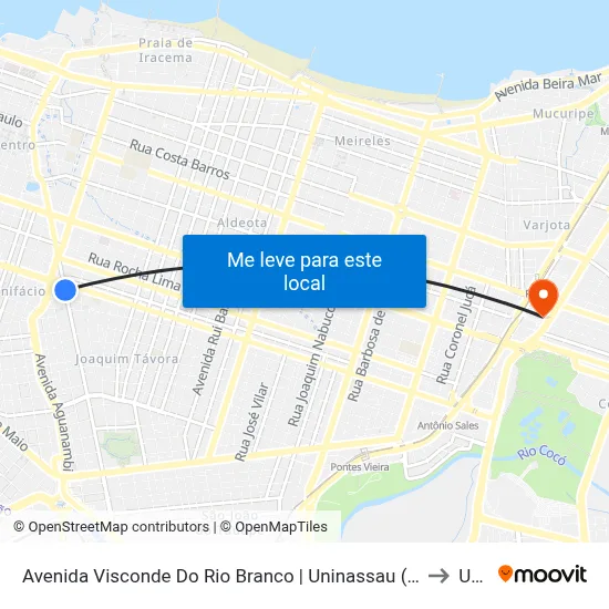 Avenida Visconde Do Rio Branco | Uninassau (Campus Dorotéias) - Joaquim Távora to Uninta map