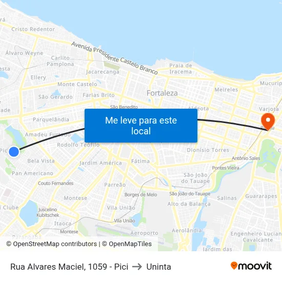 Rua Alvares Maciel, 1059 - Pici to Uninta map