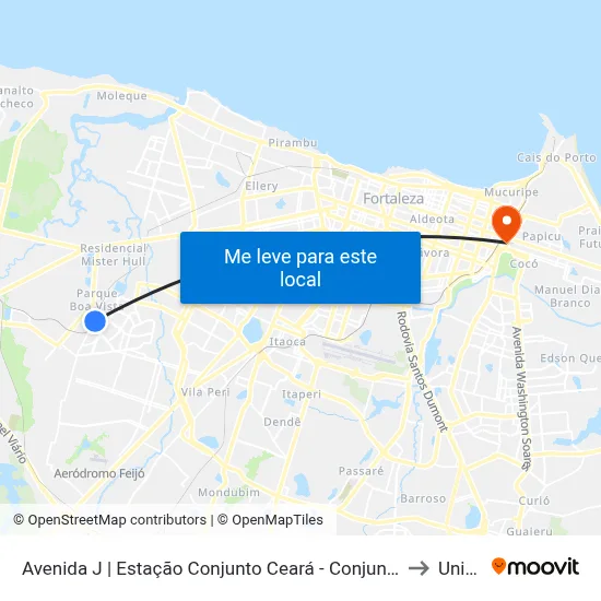 Avenida J | Estação Conjunto Ceará - Conjunto Ceará II to Uninta map