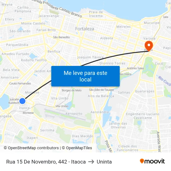 Rua 15 De Novembro, 442 - Itaoca to Uninta map