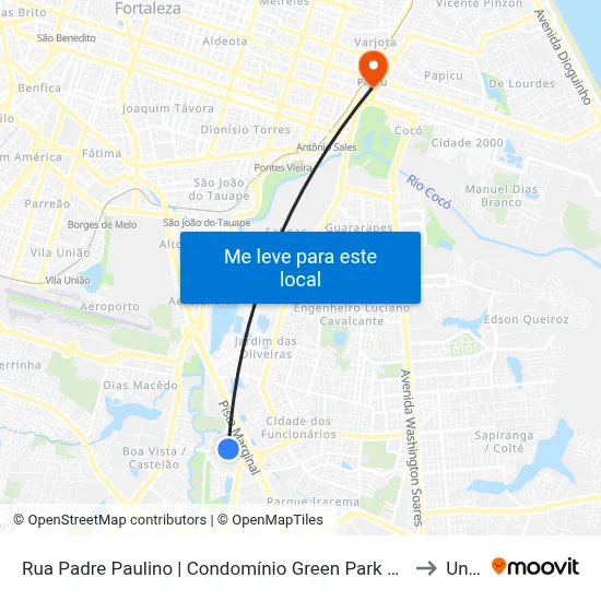 Rua Padre Paulino | Condomínio Green Park Expansão I - Cajazeiras to Uninta map