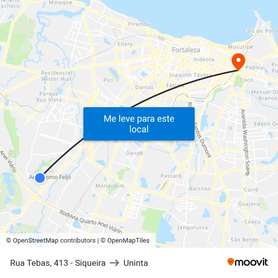 Rua Tebas, 413 - Siqueira to Uninta map