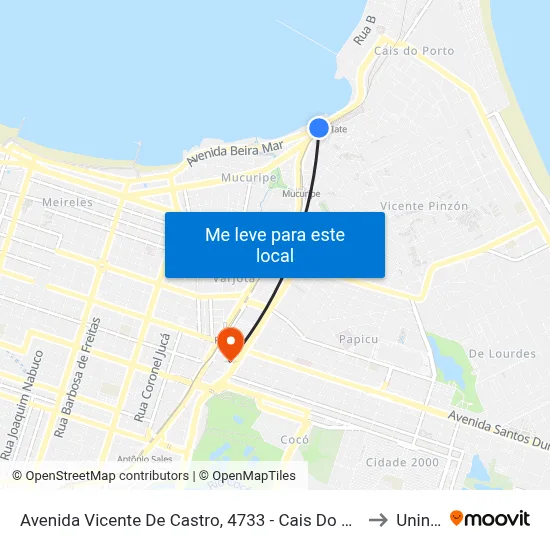 Avenida Vicente De Castro, 4733 - Cais Do Porto to Uninta map