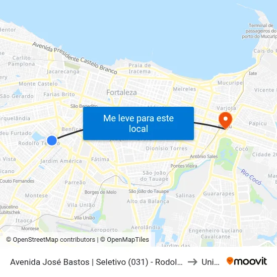 Avenida José Bastos | Seletivo (031) - Rodolfo Teófilo to Uninta map