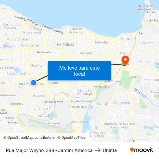 Rua Major Weyne, 398 - Jardim América to Uninta map