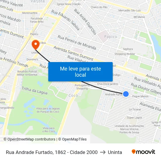 Rua Andrade Furtado, 1862 - Cidade 2000 to Uninta map