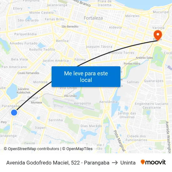 Avenida Godofredo Maciel, 522 - Parangaba to Uninta map