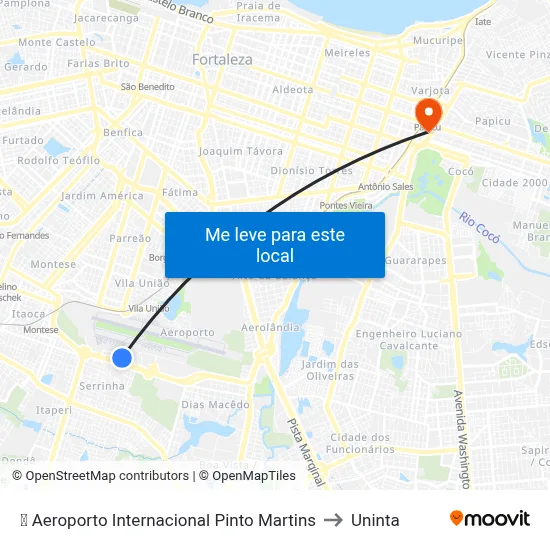 ✈ Aeroporto Internacional Pinto Martins to Uninta map