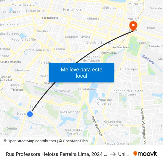 Rua Professora Heloísa Ferreira Lima, 2024 - Itaperi to Uninta map