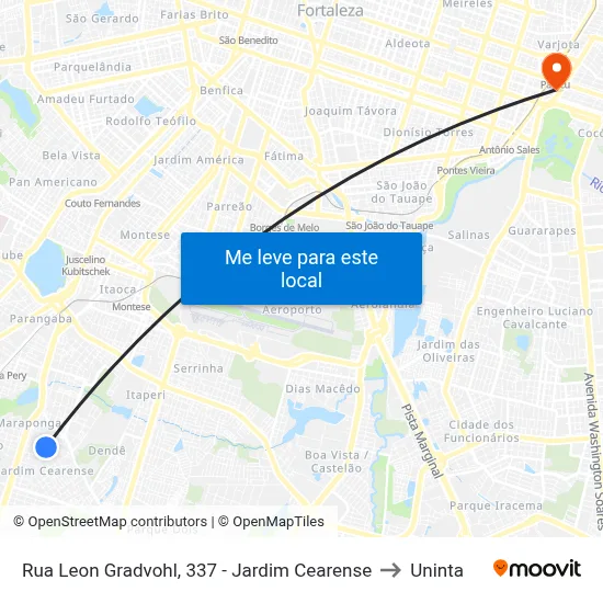 Rua Leon Gradvohl, 337 - Jardim Cearense to Uninta map