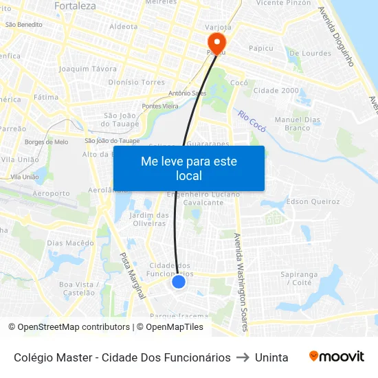 Colégio Master - Cidade Dos Funcionários to Uninta map